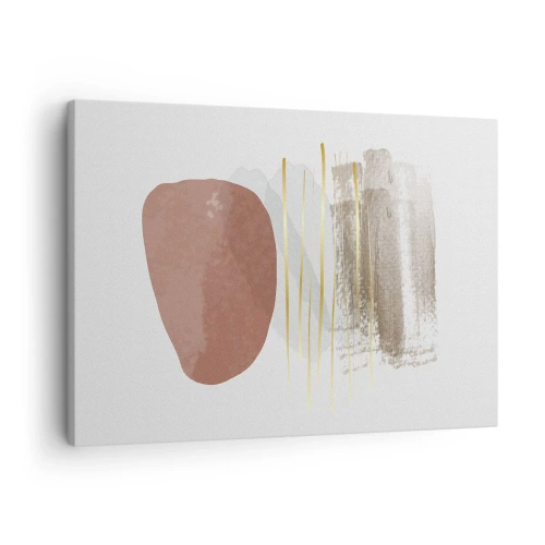 Obraz na plátně - Abstraktní kompozice v béžových a zlatých odstínech - 70x50cm - Abstraktní kolonáda - Moderní nástěnná dekorace do obývacího pokoje a ložnice ARTTOR