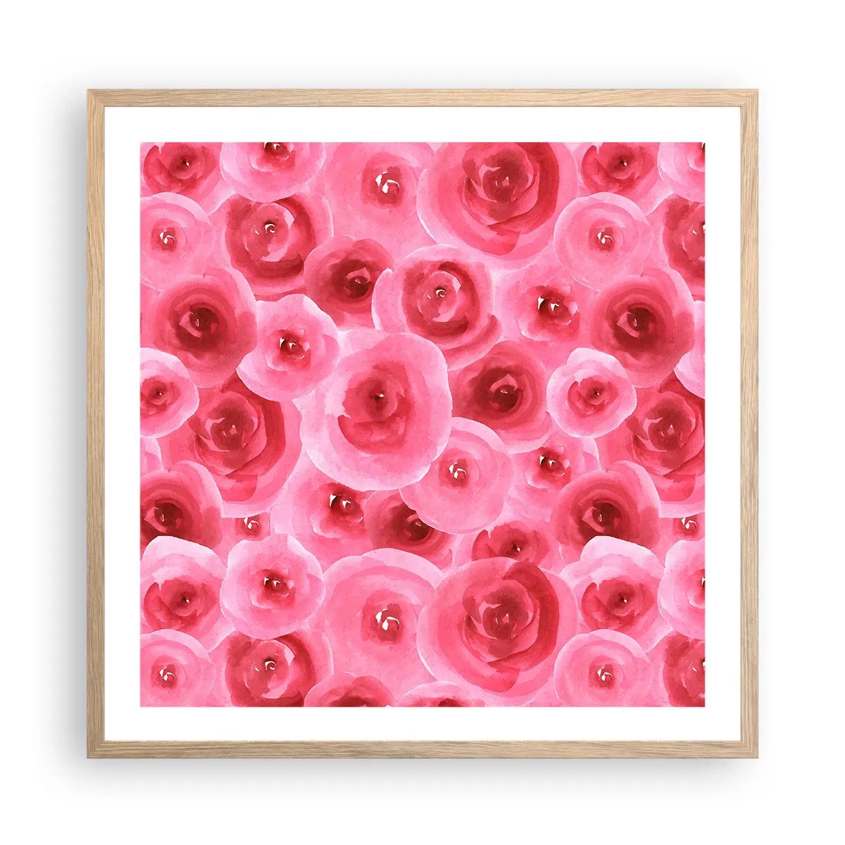 Plakát v rámu světlý dub - Růže dole i nahoře - 60x60 cm