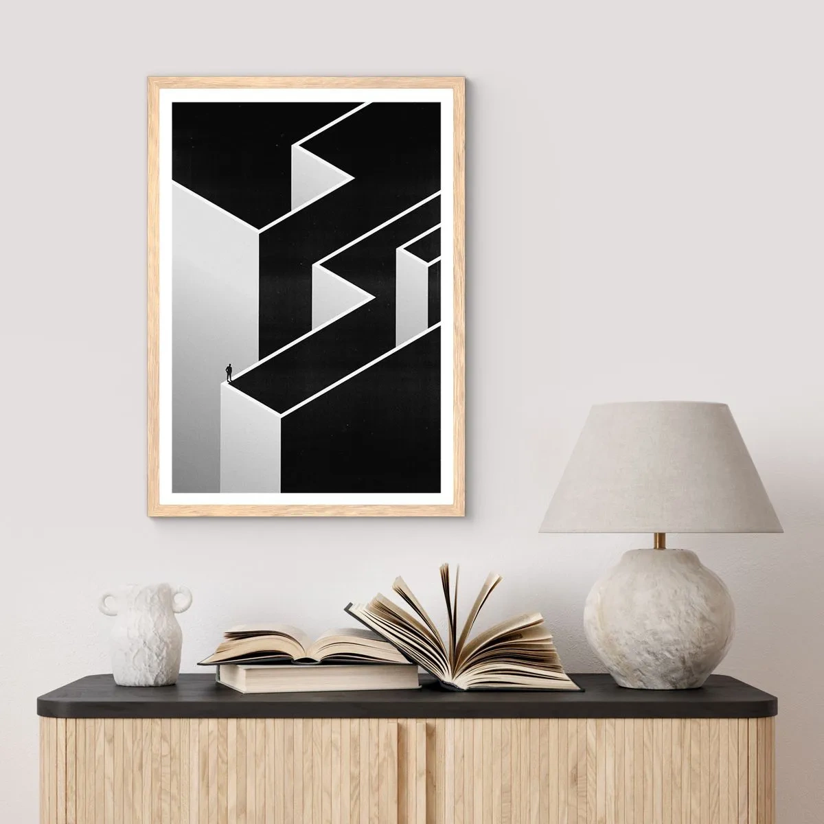Plakát v rámu světlý dub - Osamělost na vrcholu - 61x91 cm