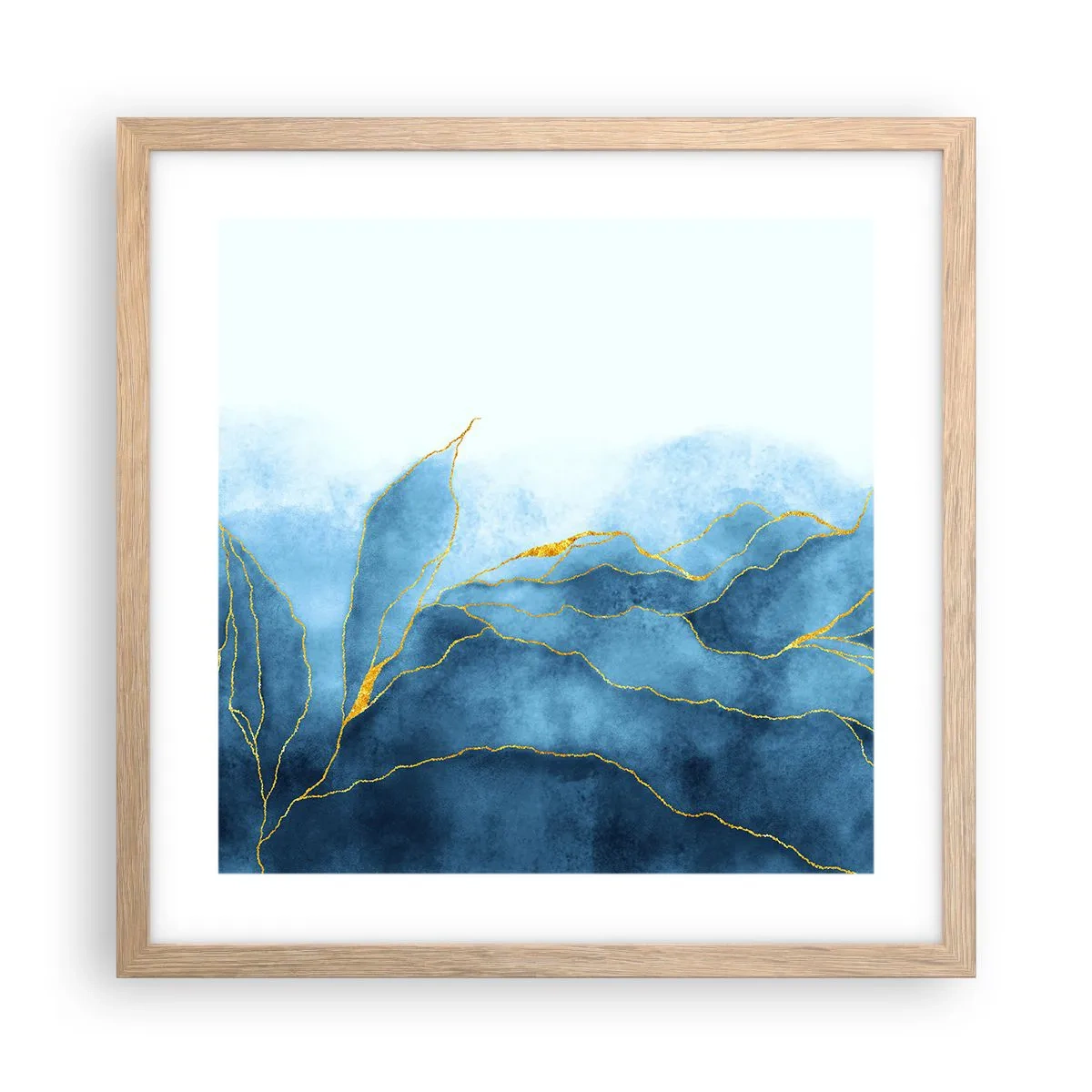 Plakát v rámu světlý dub - Blankyt ve zlatě - 40x40 cm