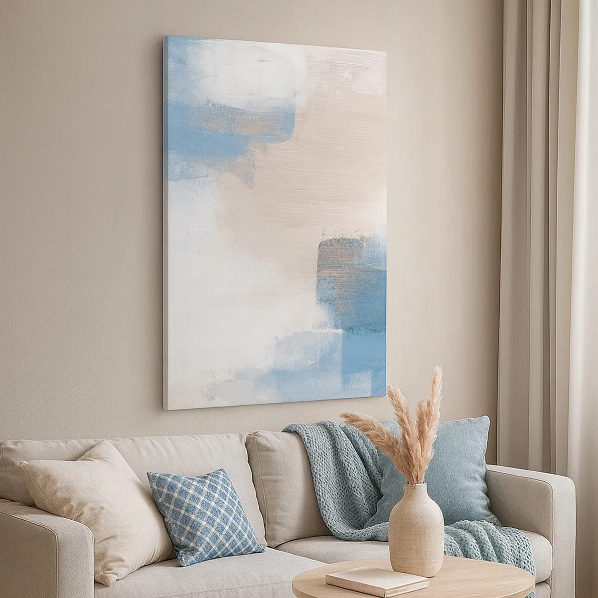 Obraz na plátně - Růžová abstrakce za modrým závojem - 50x70 cm