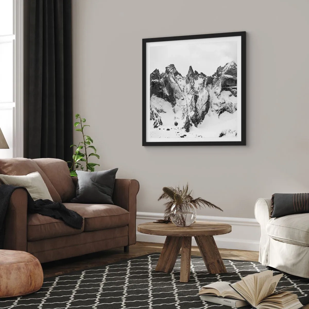 Plakát v černém rámu - Hrozivý žulový hřeben - 40x40 cm