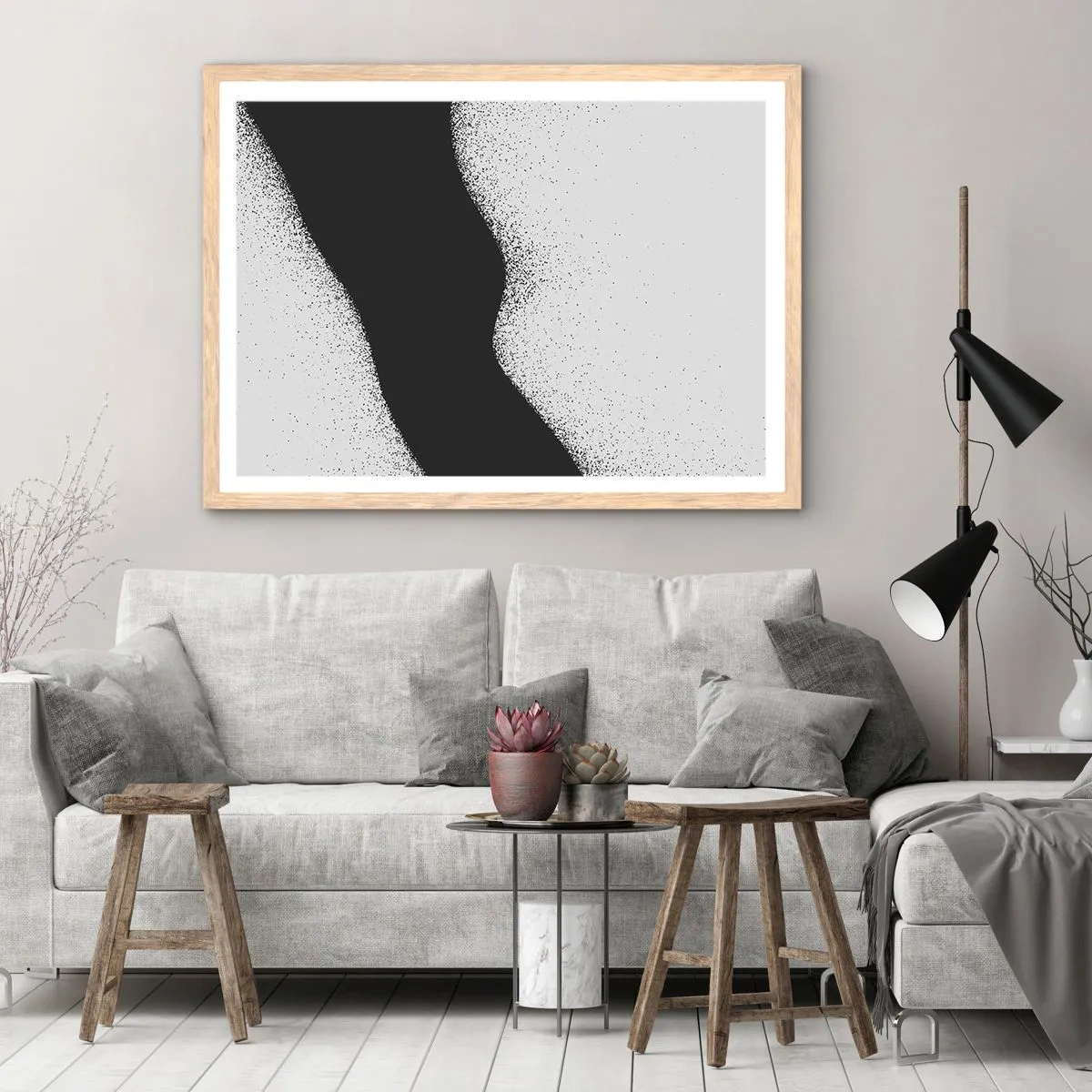 Plakát v rámu světlý dub - Plynulá rovnováha - 70x50 cm