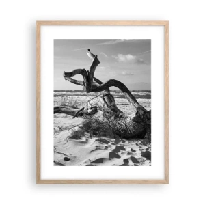 Plakát v rámu světlý dub - Mořská socha - 40x50 cm