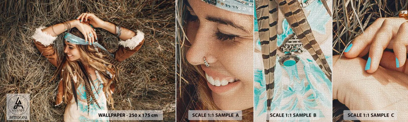 Vzor Fototapety Premium Canvas - Na cestě do léta lásky - Boho, Žena, Šperky - 100x30 cm