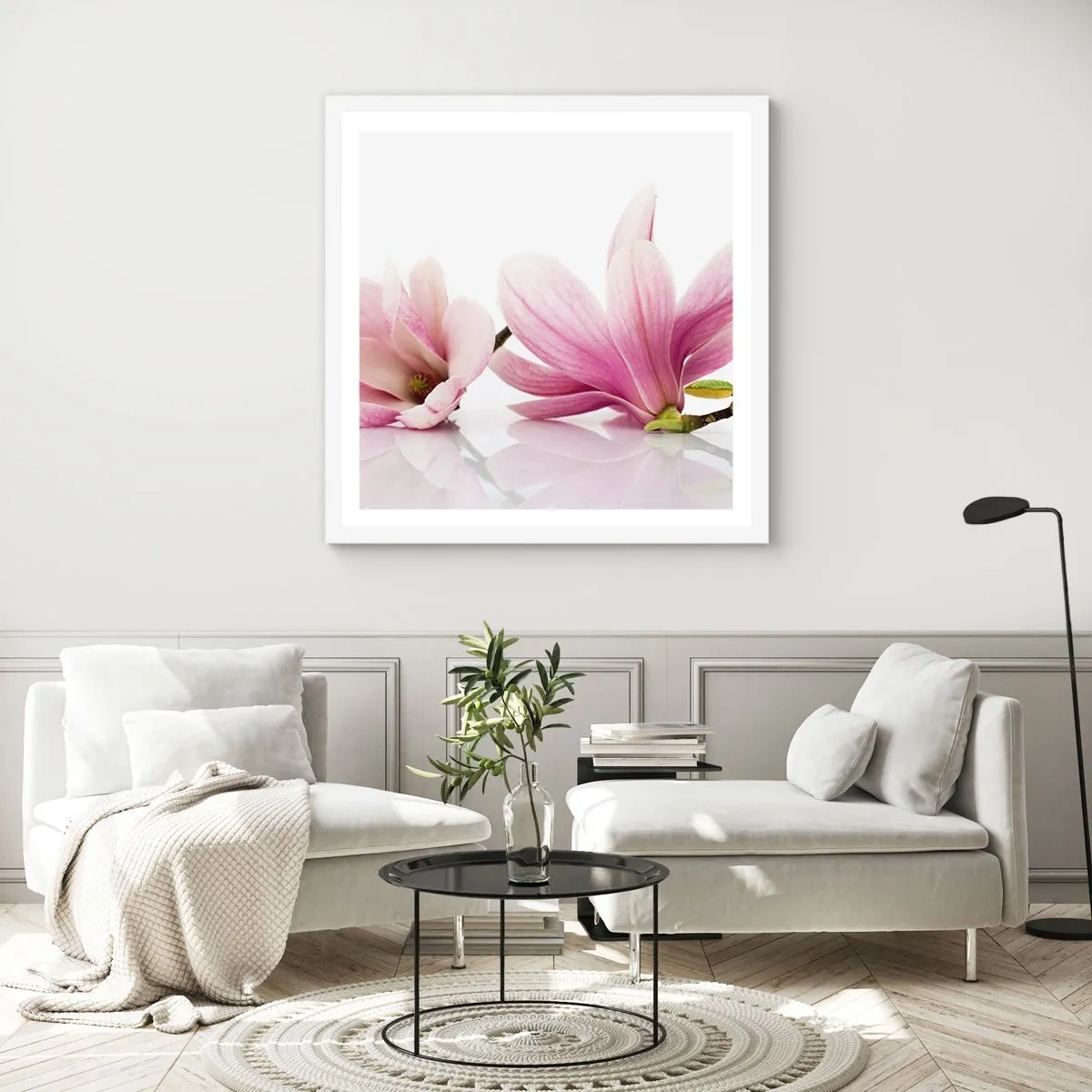 Plakát v bílém rámu - Jemné jako závan jara - 30x30 cm
