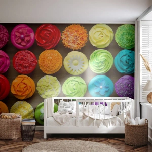 Fototapeta Standard Eco - Každé jiné - všechny skvělé - Gastronomie, barevné sušenky, 3D - 500x350 cm