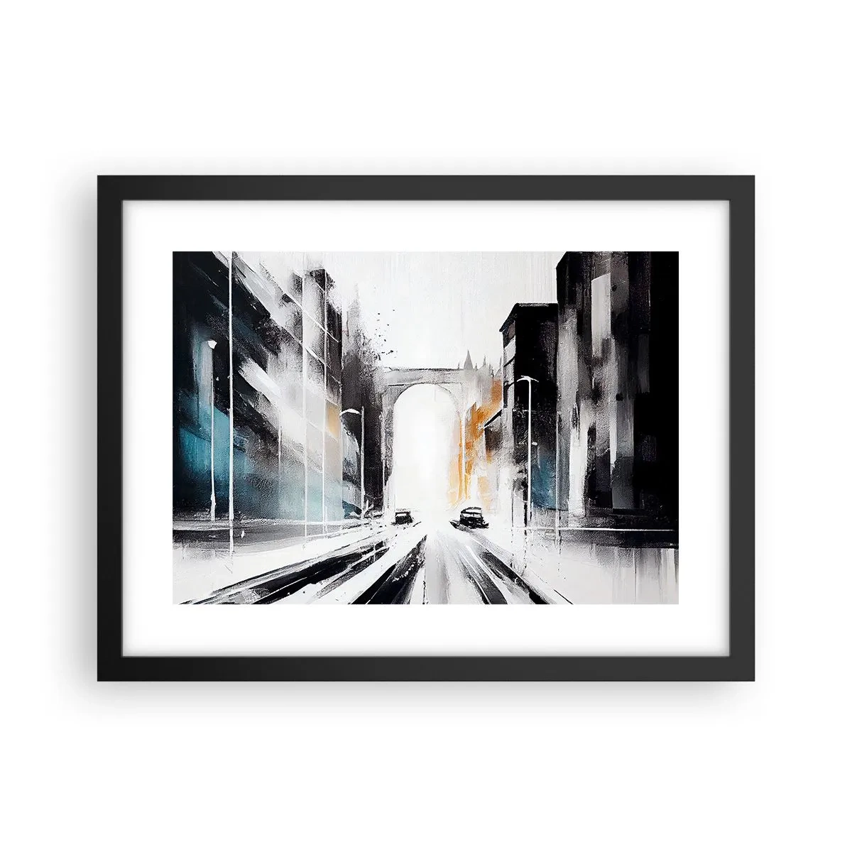 Plakát v černém rámu - Studie města: architektura a pohyb - 40x30 cm