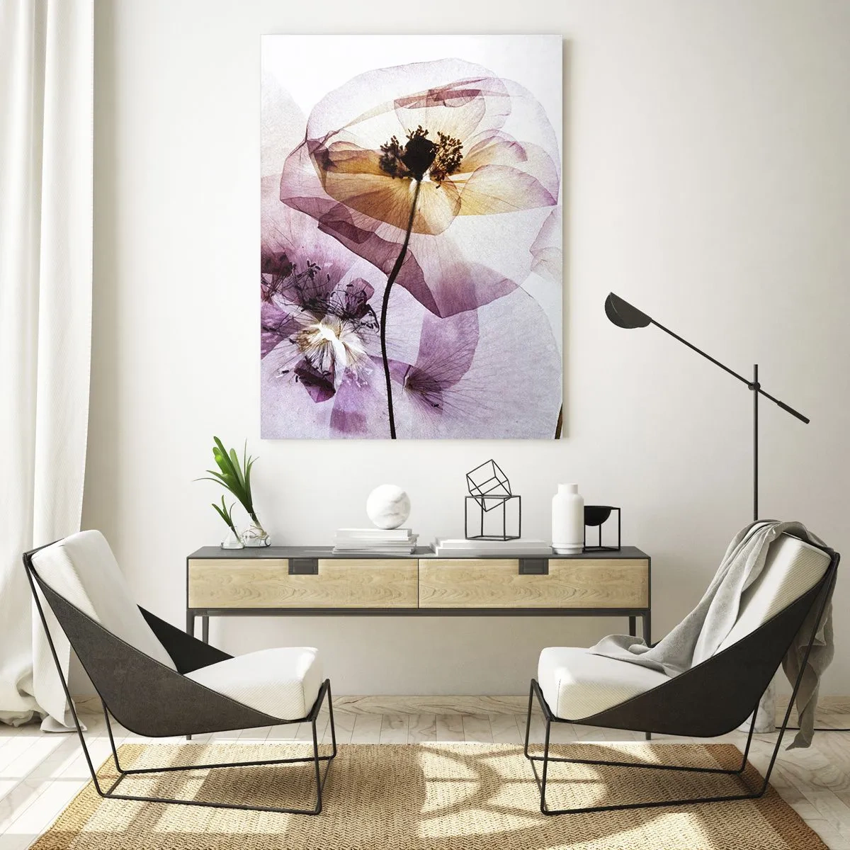 Obraz na skle - Průhledné těla květin - 50x70 cm