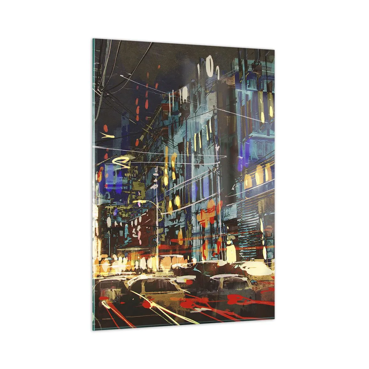 Obraz na skle - Večerní pouliční ruch - 50x70 cm