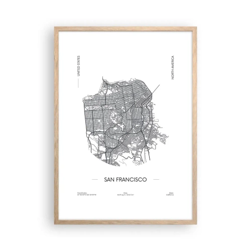 Plakát v rámu světlý dub - Anatomie San Francisca - 50x70 cm