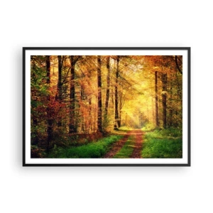 Plakát v černém rámu - Lesně-zlaté ticho - 100x70 cm