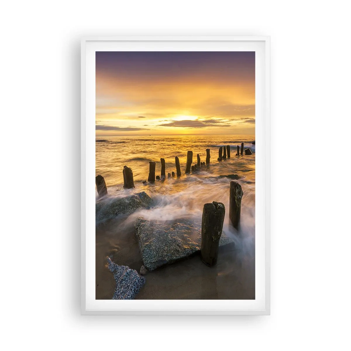 Plakát v bílém rámu - Drsná krása Baltského moře - 61x91 cm
