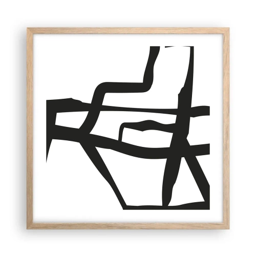 Plakát v rámu světlý dub - Černobílá konstrukce - 50x50 cm