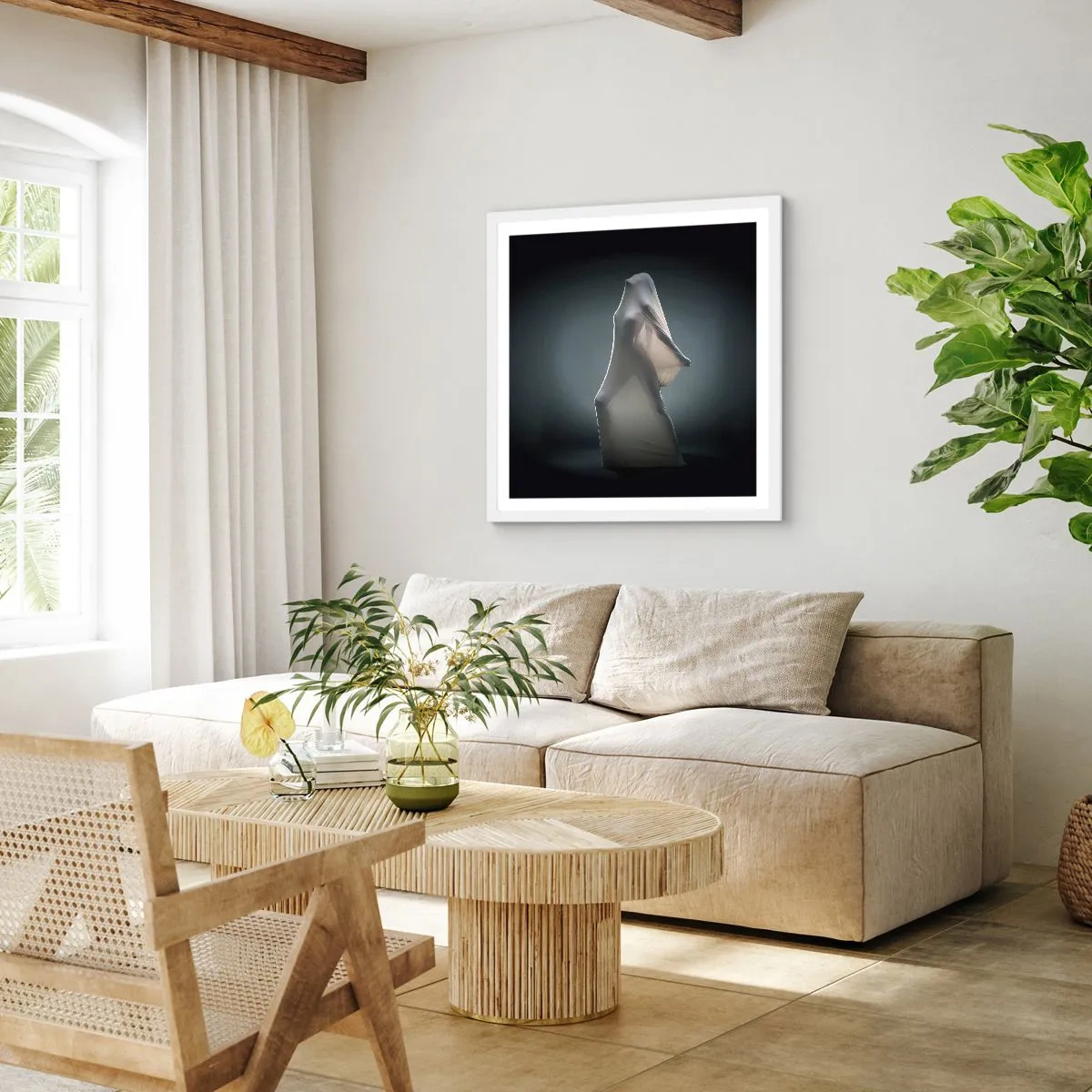 Plakát v bílém rámu - Skryté touhy - 60x60 cm