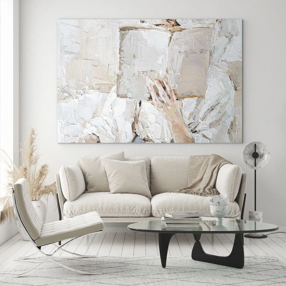Obraz na skle - Člověk ponořený do čtení knihy na jasném, impresionistickém pozadí - 70x50cm - V jiném světě - Moderní nástěnná dekorace do obývacího pokoje a ložnice ARTTOR