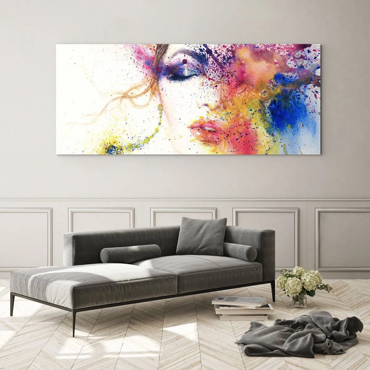 Obraz na skle - Duhová závrať - 140x50 cm