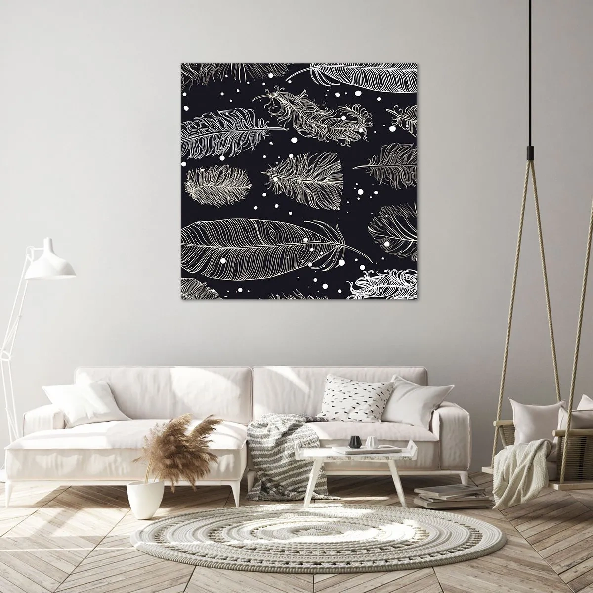 Obraz na plátně - Krajka s peřím - 50x50 cm