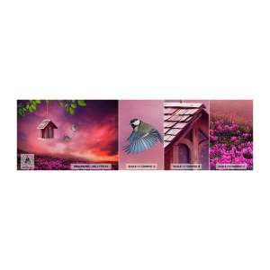 Vzor Fototapety Premium Canvas - Pozvání na večeři - Krajina, Květiny, Ptačí budka - 100x30 cm