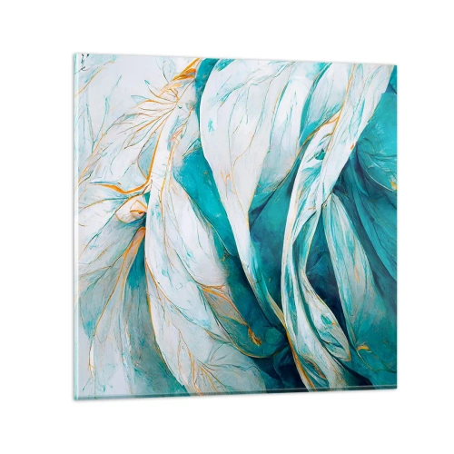 Obraz na skle - Modrá abstrakce se zlatým motivem - 70x70 cm