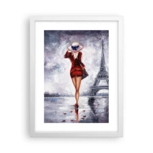 Plakát v bílém rámu - Pařížské symboly - 30x40 cm