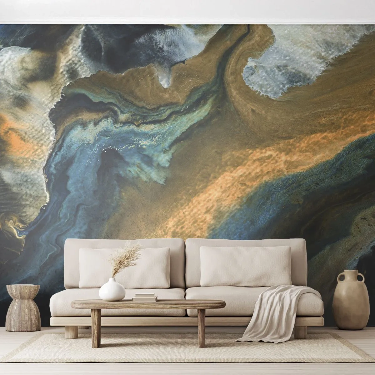 Fototapeta Premium Sand - Modrá – žlutá – vzájemné vlivy - Abstrakce, Kus, Grafika - 300x210 cm