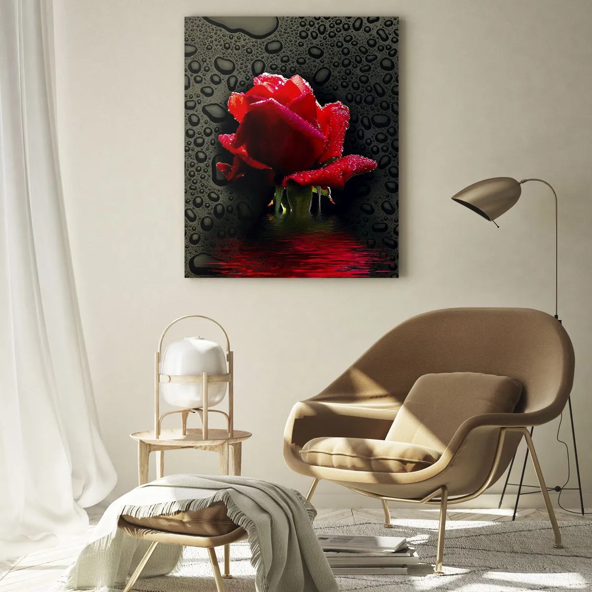 Obraz na skle - Červené a černé - 50x70 cm