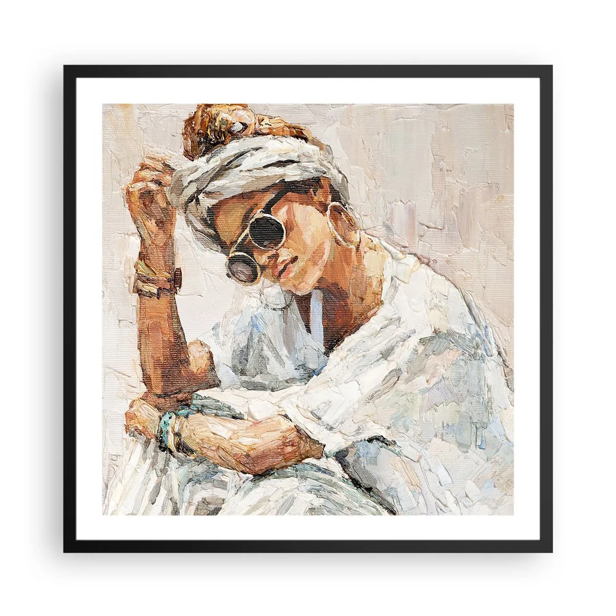 Plakát v černém rámu - Portrét v plném slunci - 60x60 cm