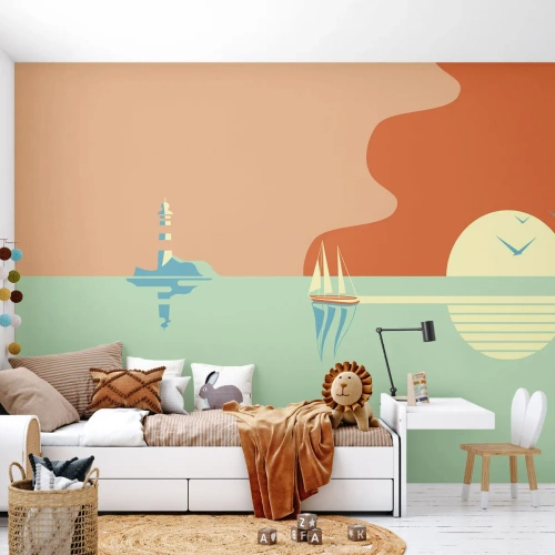 Fototapeta Premium Sand - Dokonalá mořská krajina - Abstrakce, Plachetnice, Lucerna - 150x105 cm