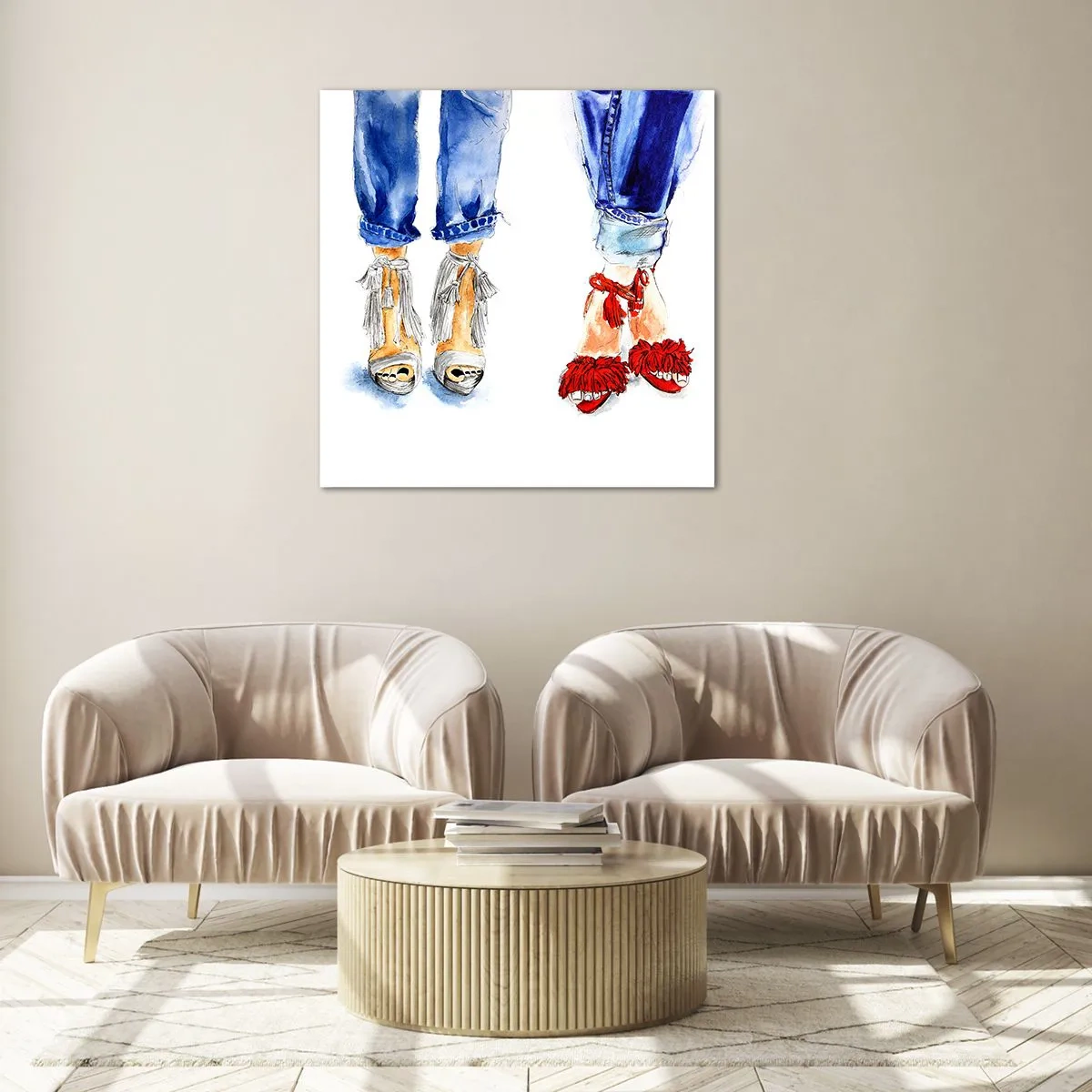 Obraz na skle - Možná bychom šli na procházku? - 40x40 cm