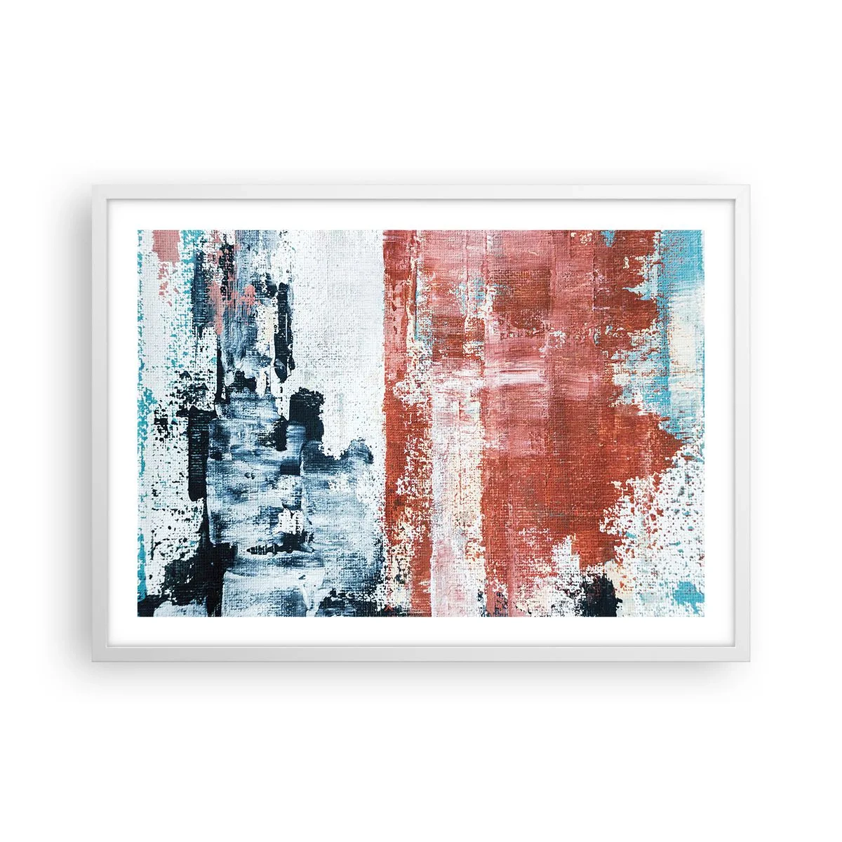 Plakát v bílém rámu - Abstraktní půl na půl - 70x50 cm