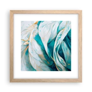 Plakát v rámu světlý dub - Modrá abstrakce se zlatým motivem - 30x30 cm