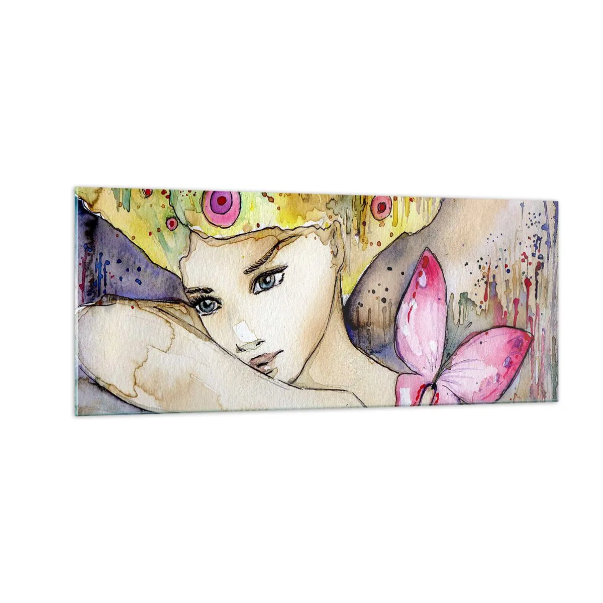 Obraz na skle - Motýlí princezna - 100x40 cm