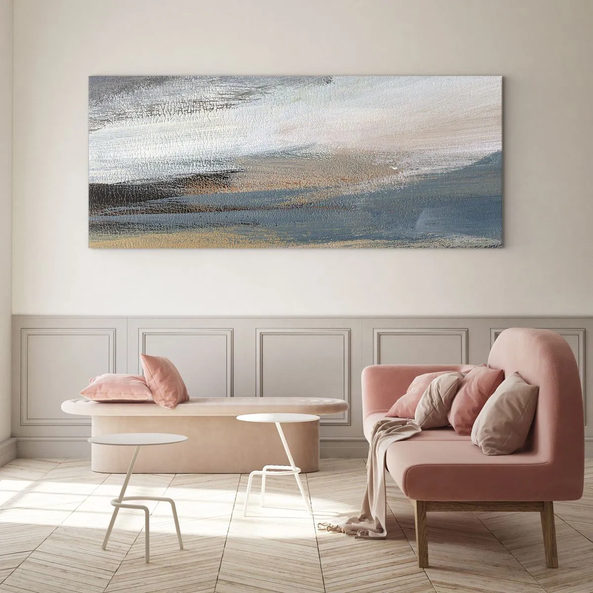 Obraz na skle - Abstrakce: severní krajina - 140x50 cm