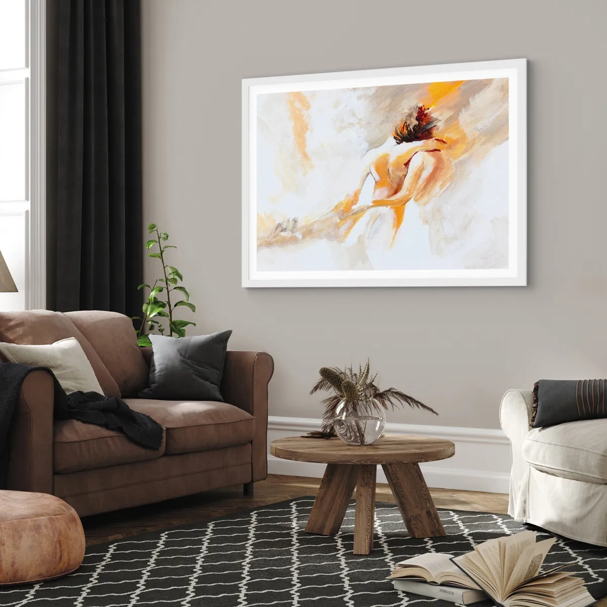 Plakát v bílém rámu - Blízkost v nebi - 70x50 cm