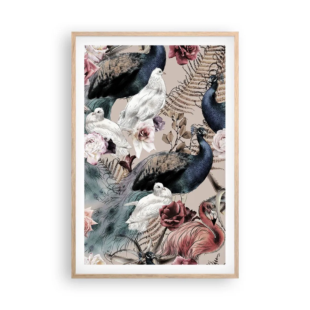 Plakát v rámu světlý dub - V palácové zahradě - 61x91 cm