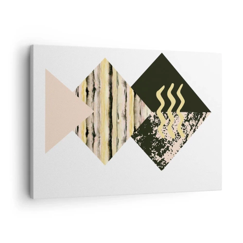 Obraz na plátně - Geometrické tvary s abstraktními vzory - 70x50cm - Není to tak jednoduché - Moderní nástěnná dekorace do obývacího pokoje a ložnice ARTTOR