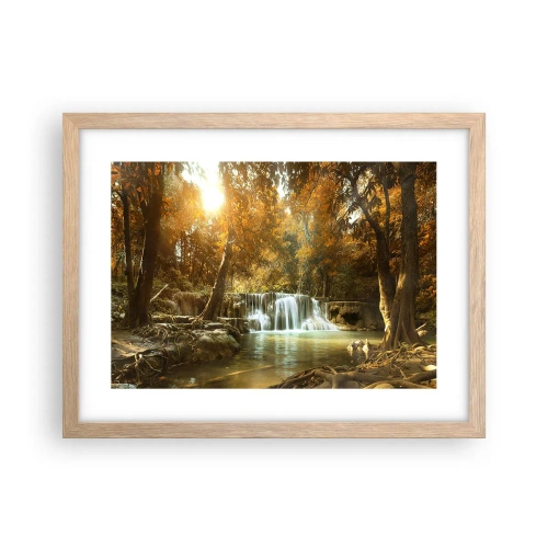 Plakát v rámu světlý dub - Parkový vodopád - 40x30 cm