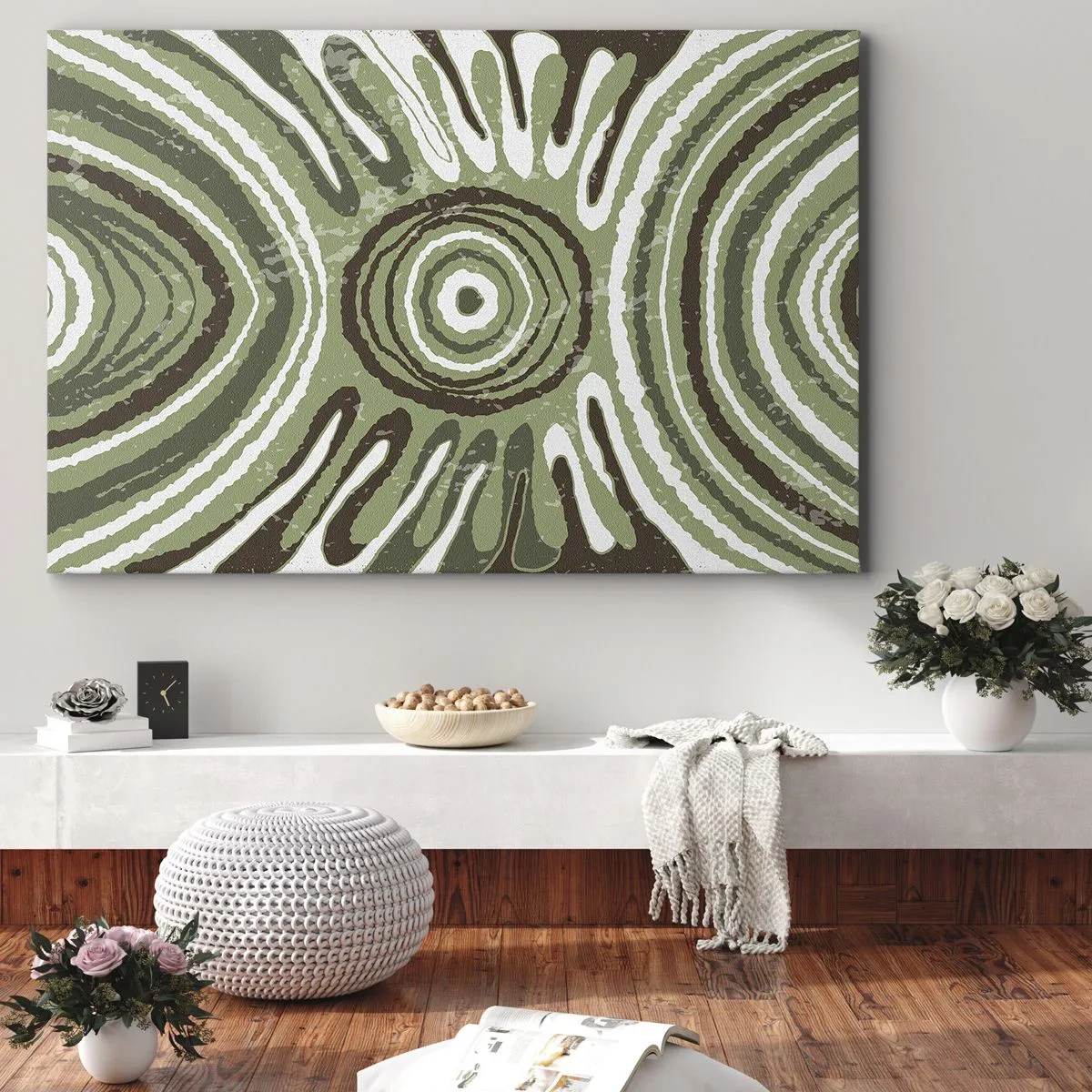 Obraz na plátně - Abstraktní vzory v odstínech zelené a hnědé - 70x50cm - Exploze emocí - Moderní nástěnná dekorace do obývacího pokoje a ložnice ARTTOR