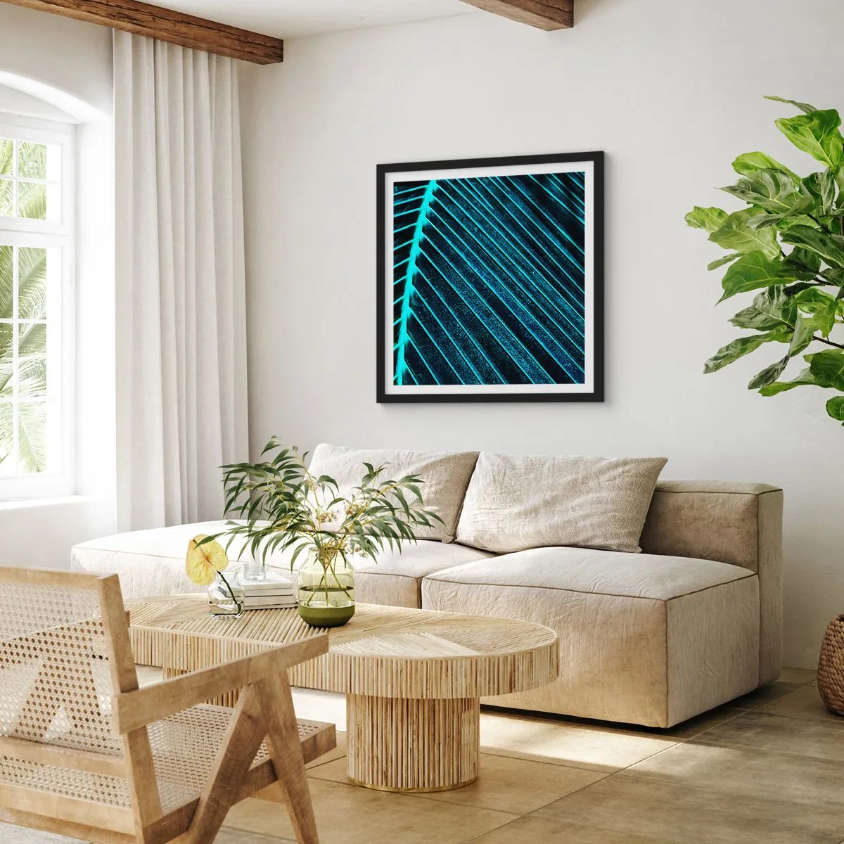 Plakát v černém rámu - Textura zeleně - 40x40 cm