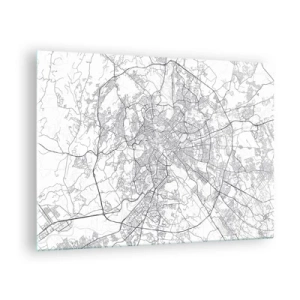 Obraz na skle - Mapa Říma s jasným kruhovým uspořádáním silnic - 70x50cm - Římský kruh - Moderní nástěnná dekorace do obývacího pokoje a ložnice ARTTOR
