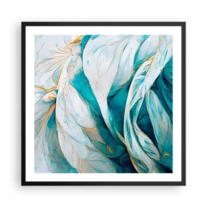 Plakát v černém rámu - Modrá abstrakce se zlatým motivem - 60x60 cm