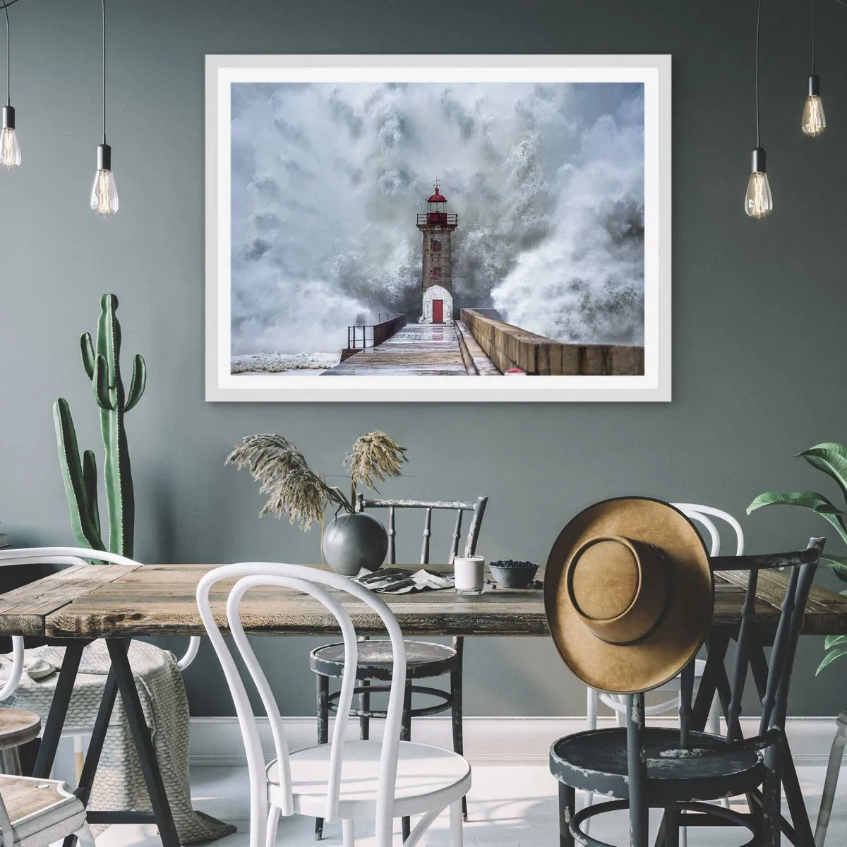 Plakát v bílém rámu - Hukot vody, šum větru - 91x61 cm