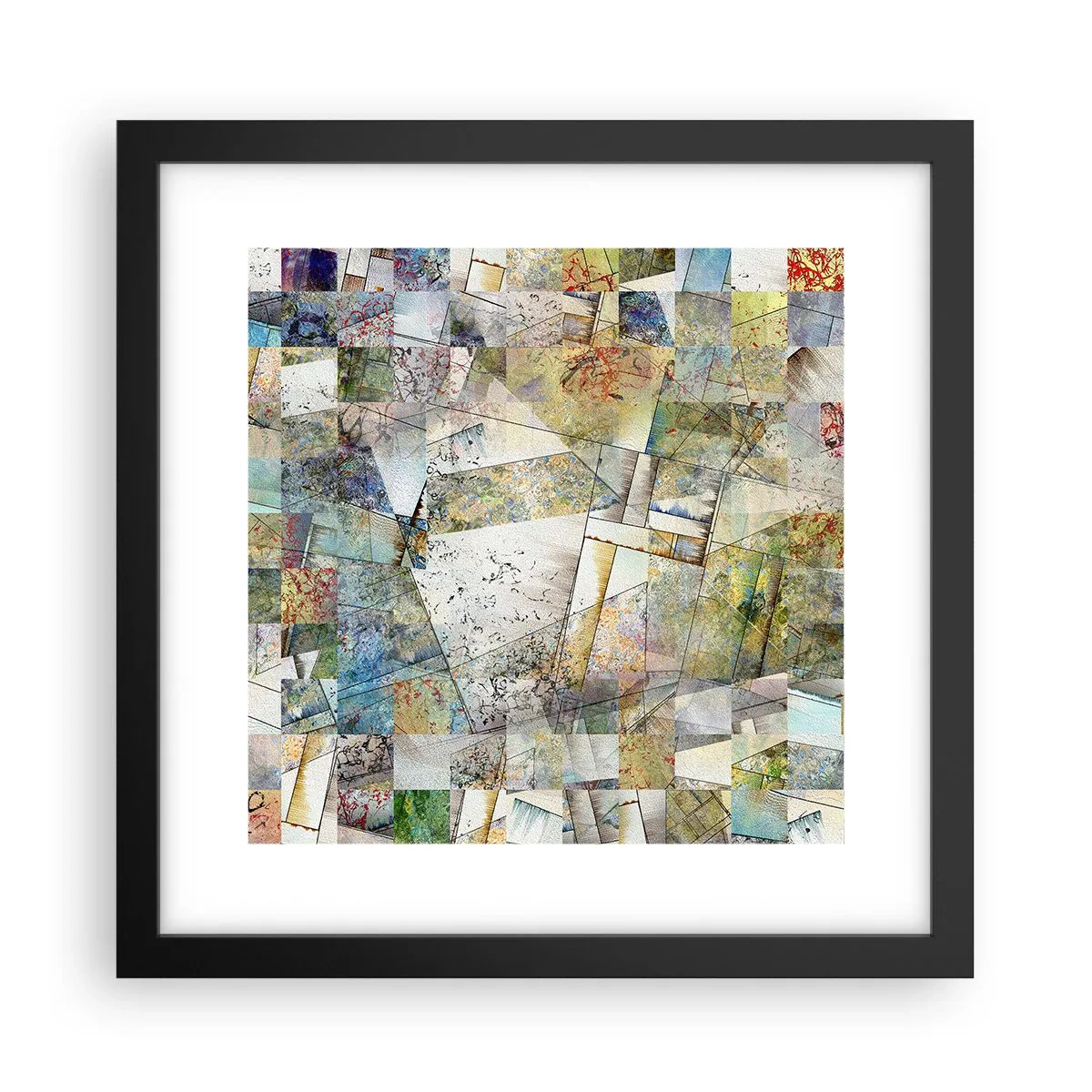 Plakát v černém rámu - Geometrické přeskupení - 30x30 cm