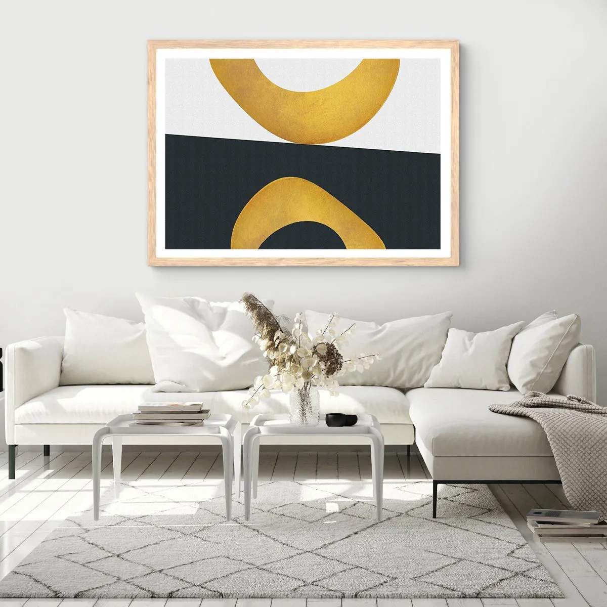 Plakát v rámu světlý dub - Zaprvé: zlato - 100x70 cm