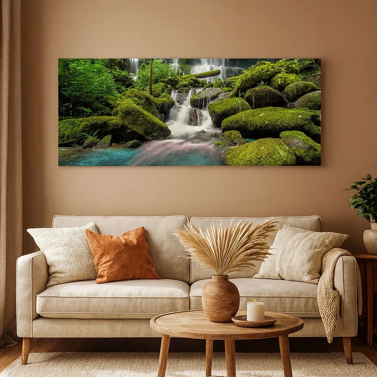 Obraz na plátně - Tyrkys, safíry a tekuté stříbro - 100x40 cm