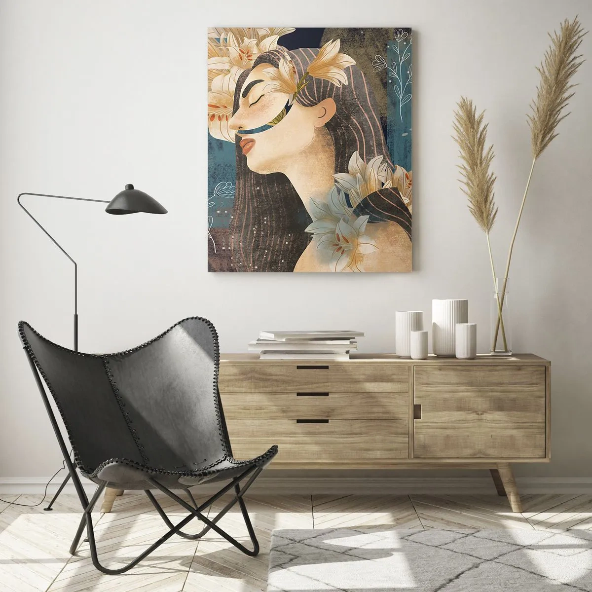 Obraz na skle - Pohádka o princezně s liliemi - 50x70 cm