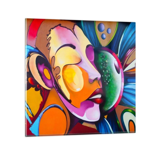 Obraz na skle - Dotknout se barvou - 30x30 cm