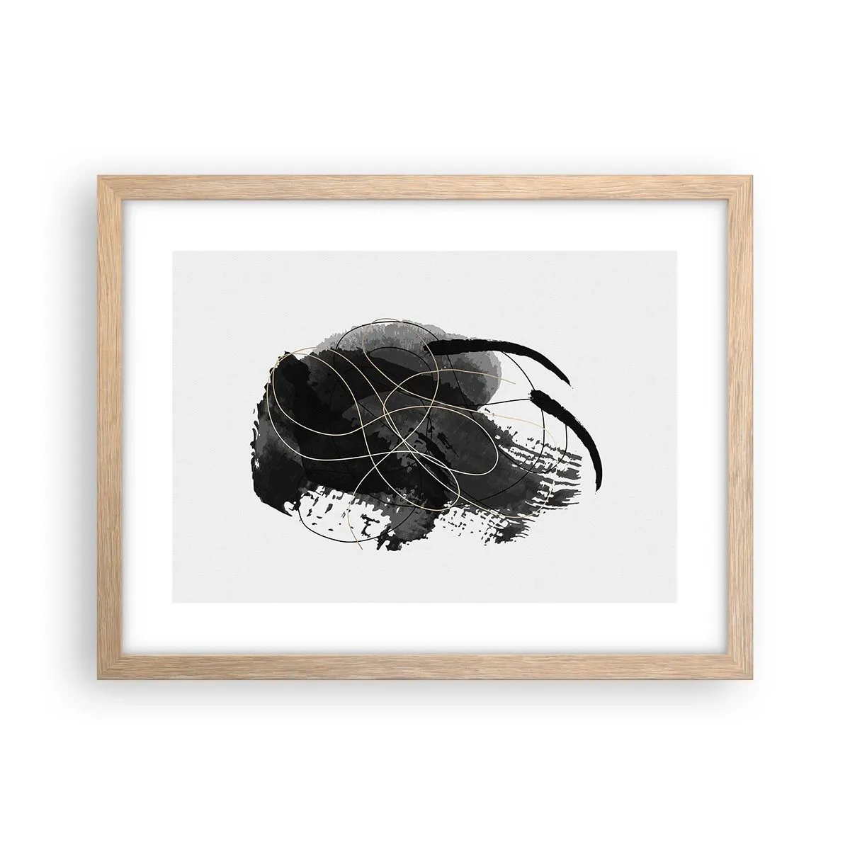 Plakát v rámu světlý dub - Upletené z černé - 40x30 cm