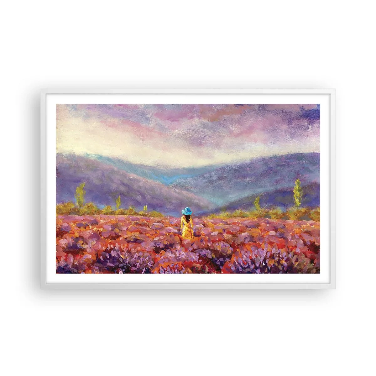 Plakát v bílém rámu - V levandulovém světě - 91x61 cm